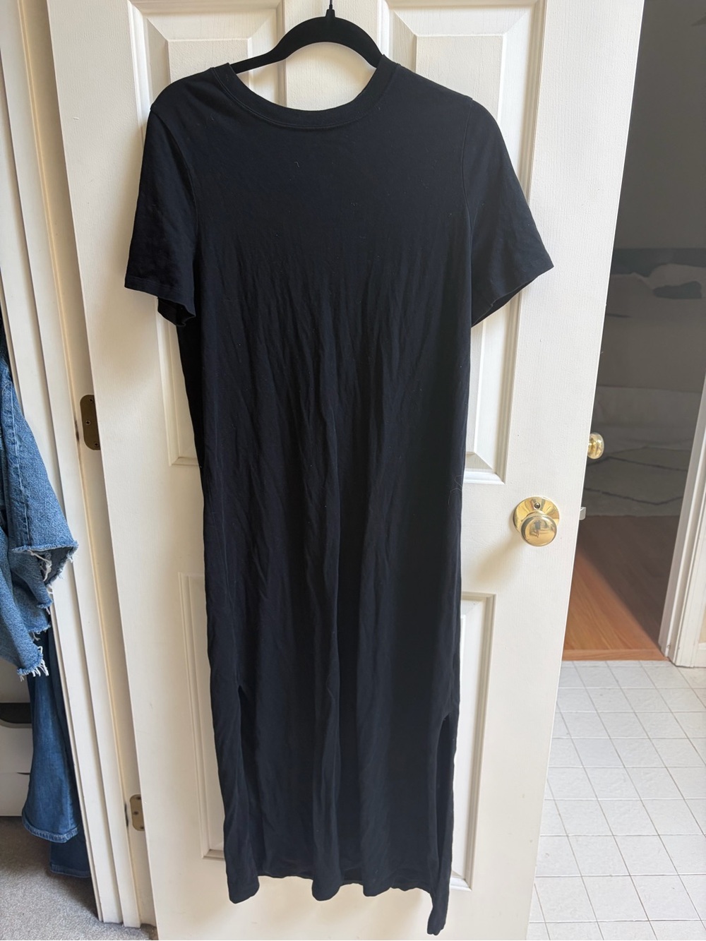 Old Navy Black Short-Sleeve Maxi Dress